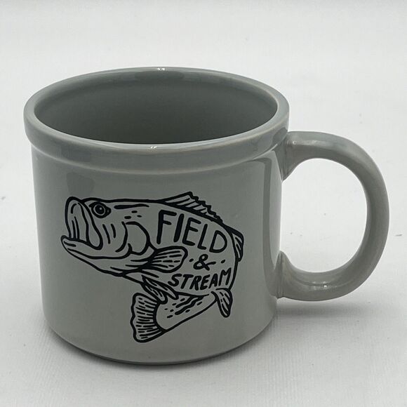 *RARE* Field & Stream Grey Hunting Coffee Mug Soup Sporting Fish #FASA12091 NWT - Picture 1 of 6
